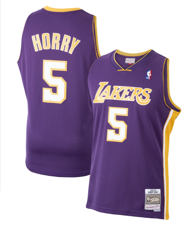 Los Angeles Lakers Mens Jersey Mitchell & Ness 1999-2000 #5 Robert Horry Purple - THE 4TH QUARTER