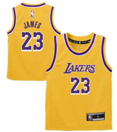 Los Angeles Lakers Kids (4-7) Jersey NBA Lebron James #23 Yellow