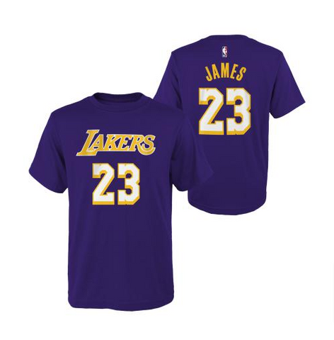 Los Angeles Lakers Youth 8-18 Lebron James #23 T-Shirt Purple