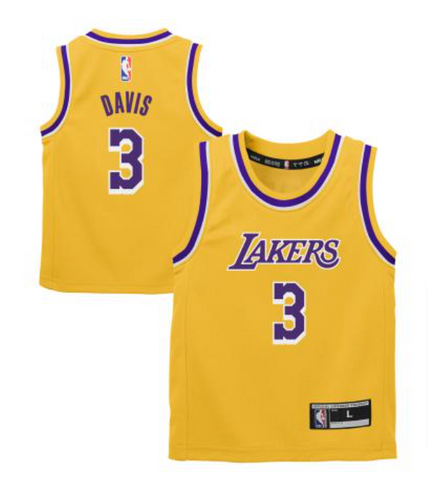 Los Angeles Lakers Kids (4-7) #3 Anthony Davis Jersey Yellow