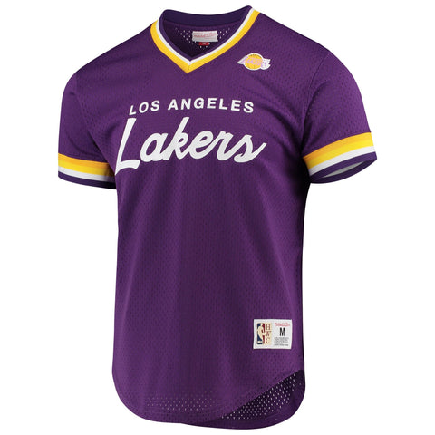 Los Angeles Lakers Mens V-Neck Jersey Mitchell & Ness Special Script Mesh Purple