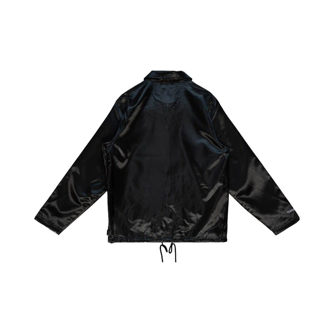 Los Angeles Lakers Mens Jacket Mitchell &amp; Ness Doodle Coaches Satin Black - THE 4TH QUARTER