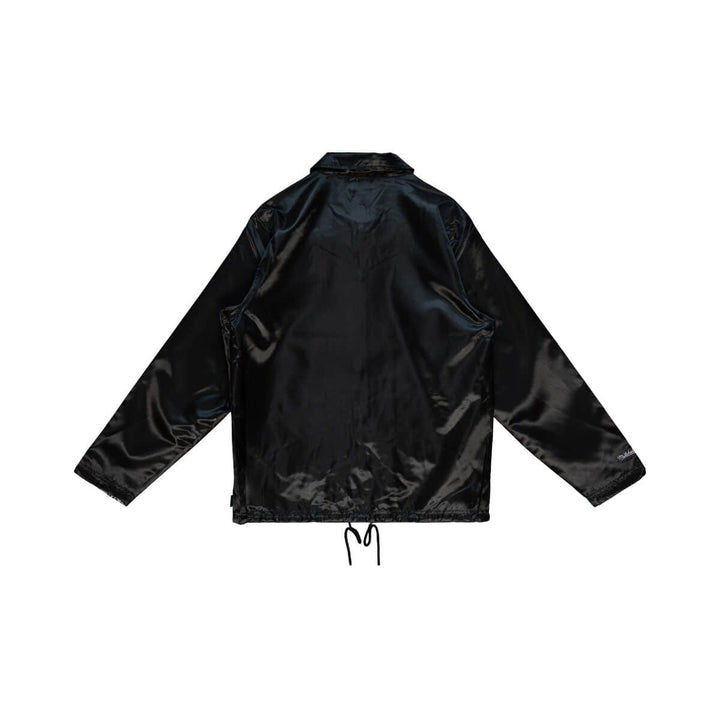 Los Angeles Lakers Mens Jacket Mitchell &amp; Ness Doodle Coaches Satin Black - THE 4TH QUARTER