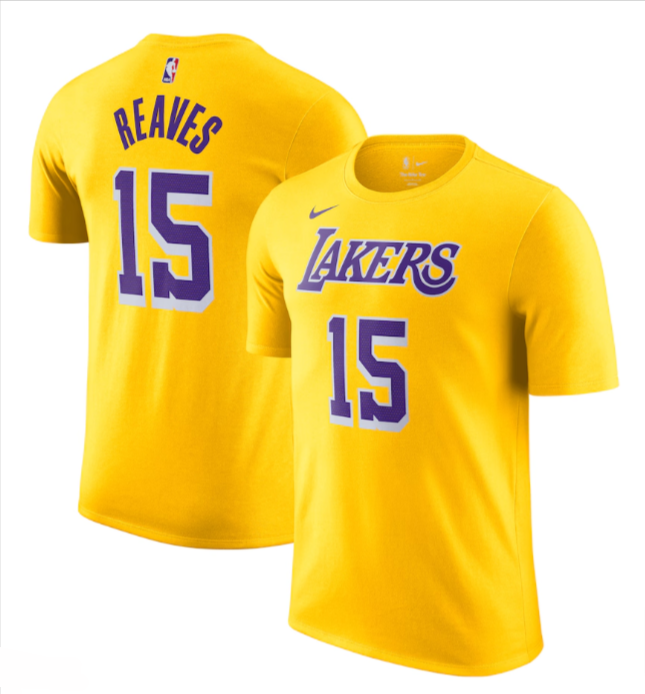 Los Angeles Lakers Mens T-Shirt Austin Reaves #15 Tee Yellow - THE 4TH QUARTER