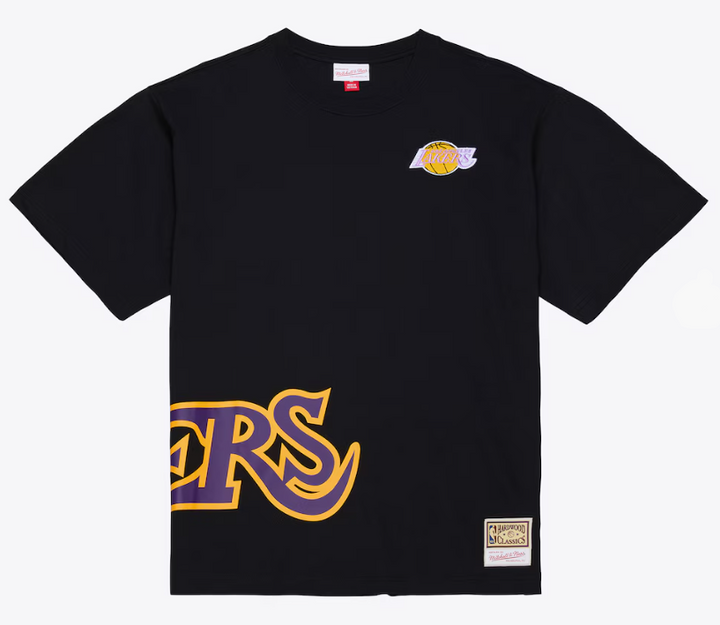Los Angeles Lakers Mens T-Shirt Mitchell &amp; Ness Black Playoff Win Premium Tee - THE 4TH QUARTER