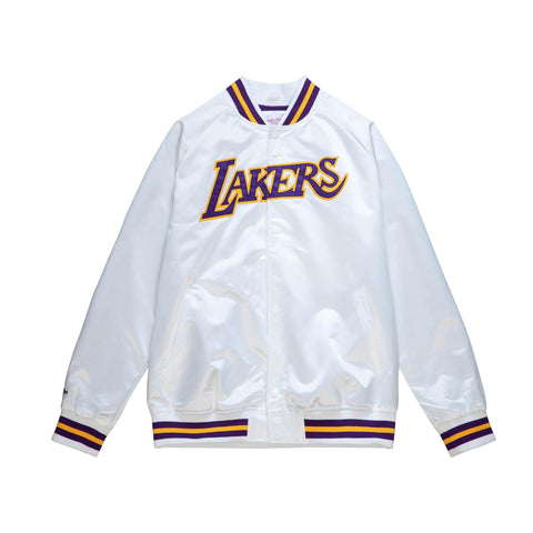 Los Angeles Lakers Mens Jacket Mitchell & Ness Lightweight Satin White