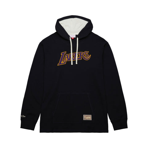Los Angeles Lakers Mens Sweatshirt Mitchell & Ness Thermal Lightweight Vintage Logo Hoodie Black