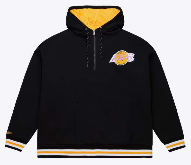 Los Angeles Lakers Mens Mitchell & Ness Hoodie  Throw It Back Quilted Fleece - THE 4TH QUARTER