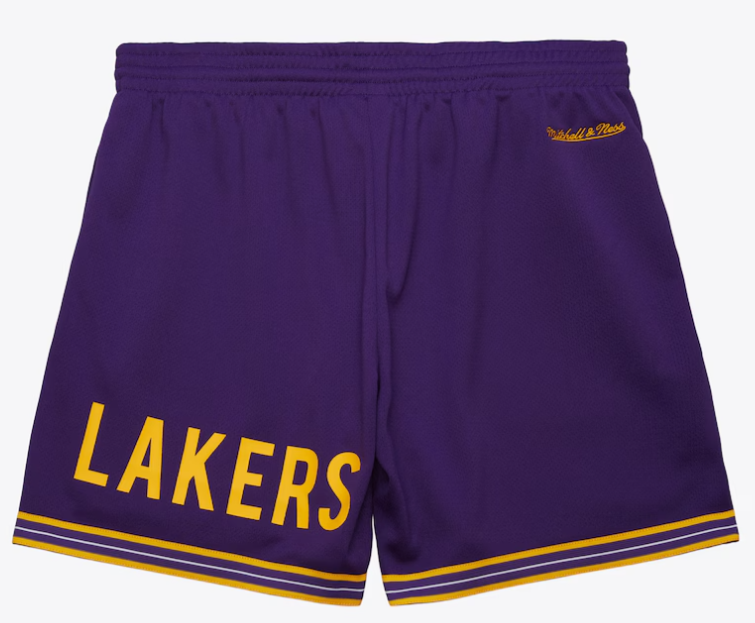 Los Angeles Lakers Mens Mitchell &amp; Ness Vintage Logo Mesh Shorts Purple - THE 4TH QUARTER