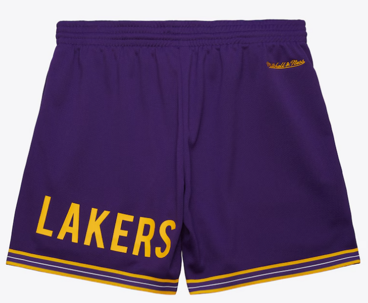 Los Angeles Lakers Mens Mitchell &amp; Ness Vintage Logo Mesh Shorts Purple - THE 4TH QUARTER
