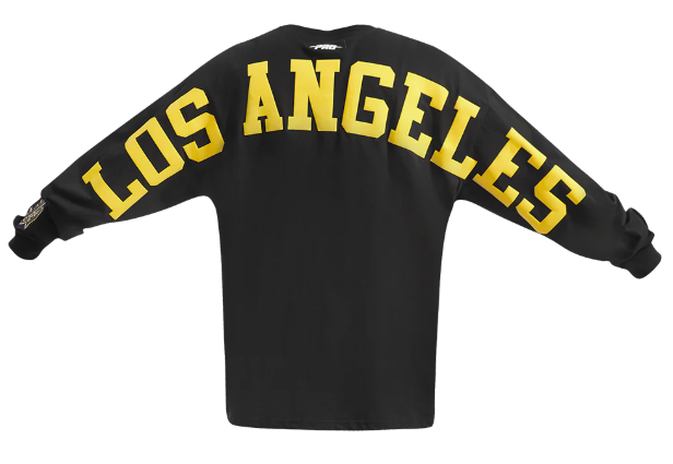 Los Angeles Lakers Mens T-Shirt Pro Standard Drop Shoulder Wingspan Long Sleeve Top - THE 4TH QUARTER