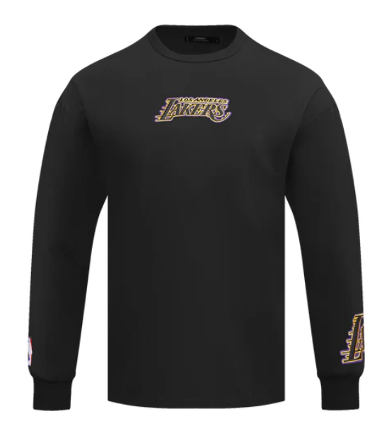 Los Angeles Lakers Mens T-Shirt Pro Standard Drop Shoulder Wingspan Long Sleeve Top - THE 4TH QUARTER