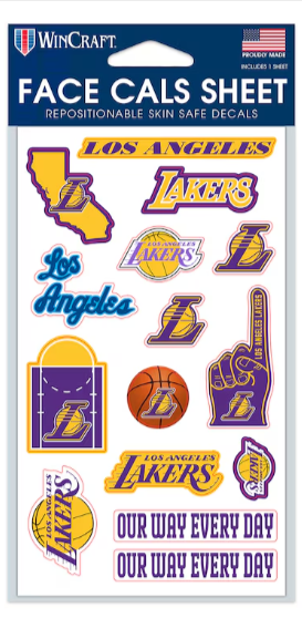 Los Angeles Lakers Face Stickers Decals Sheet - THE 4TH QUARTER