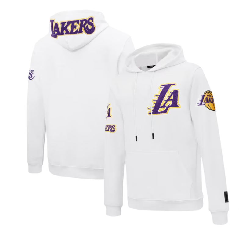 Los Angeles Lakers Mens Sweatshirt Pro Standard White Hoodie - THE 4TH QUARTER
