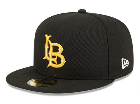 Long Beach State Fitted 59Fifty New Era Black Cap Hat Grey UV