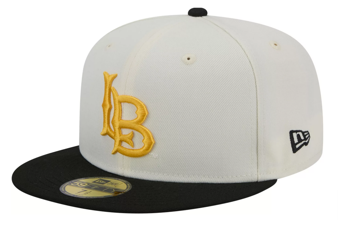 Long Beach State Fitted 59Fifty New Era Chrome Black Cap Hat Grey UV - THE 4TH QUARTER
