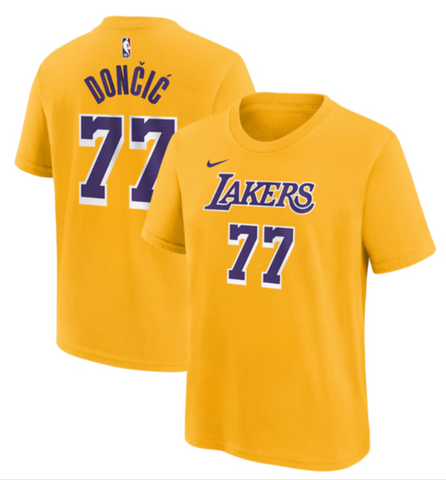 Luka Doncic Los Angeles Lakers Icon Edition Name & Number Gold T-Shirt