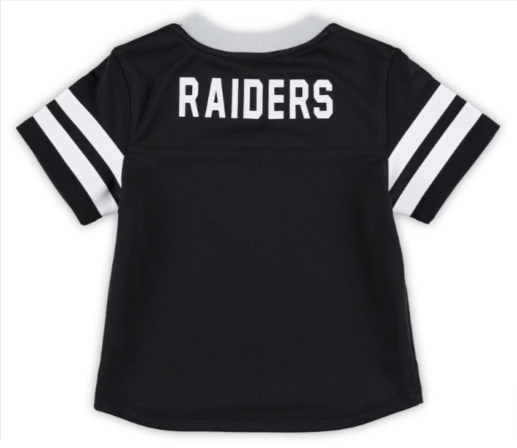 Las Vegas Raiders Toddler (2T-4T) Black/Silver Red Zone V-Neck Jersey Top &amp; Pants Set - THE 4TH QUARTER