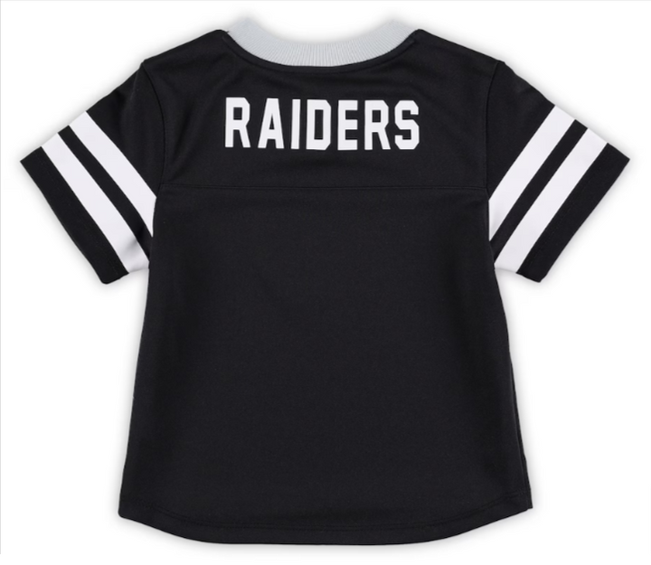 Las Vegas Raiders Toddler (2T-4T) Black/Silver Red Zone V-Neck Jersey Top &amp; Pants Set - THE 4TH QUARTER