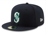 Seattle Mariners Fitted New Era 59Fifty Navy Cap Hat Grey UV