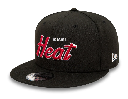 Miami Heat Snapback New Era 9Fifty Script Up Black Cap Hat - THE 4TH QUARTER