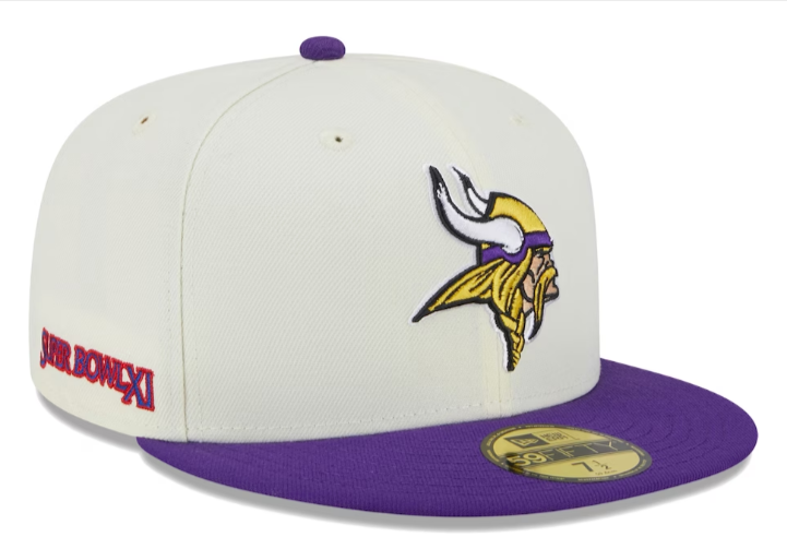 Minnesota Vikings Fitted New Era 59Fifty Super Bowl Patch Chrome Cap Hat Grey UV - THE 4TH QUARTER