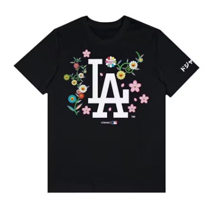 Los Angeles Dodgers Mens T-Shirt Fanatics Takashi Murakami Tee Black - THE 4TH QUARTER