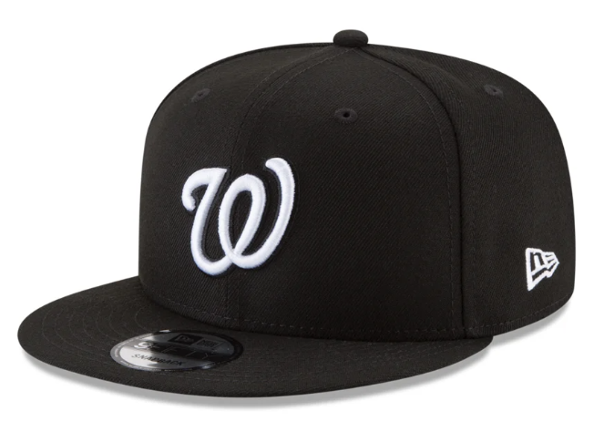 Washington Nationals Snapback New Era White Logo Black Cap Hat Grey UV - THE 4TH QUARTER