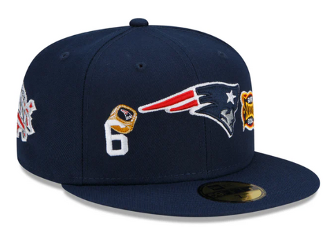 New England Patriots New Era Fitted Count the Rings Cap Hat Navy Grey UV - THE 4TH QUARTER