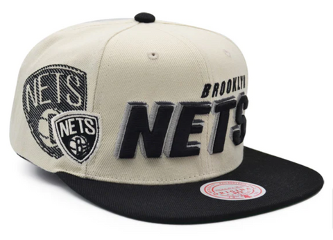 Brooklyn Nets Snapback Mitchell & Ness Draft Off White Black Cap Hat