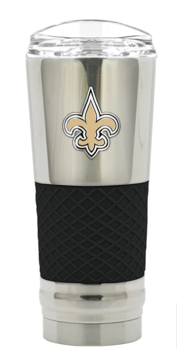 New Orleans Saints 24 oz. Draft Tumbler Travel Mug Cup Silver - THE 4TH QUARTER