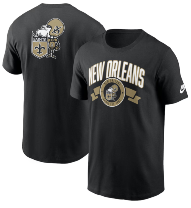 New Orleans Saints Mens T-Shirt Rewind Front and Back Hit Essential Tee - THE 4TH QUARTER