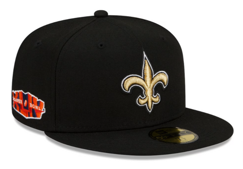 New Orleans Saints Fitted New Era 59Fifty Super Bowl XLIV Black Cap Hat