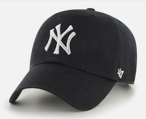 New York Yankees Strapback '47 Brand Clean Up Adjustable Cap Hat Black
