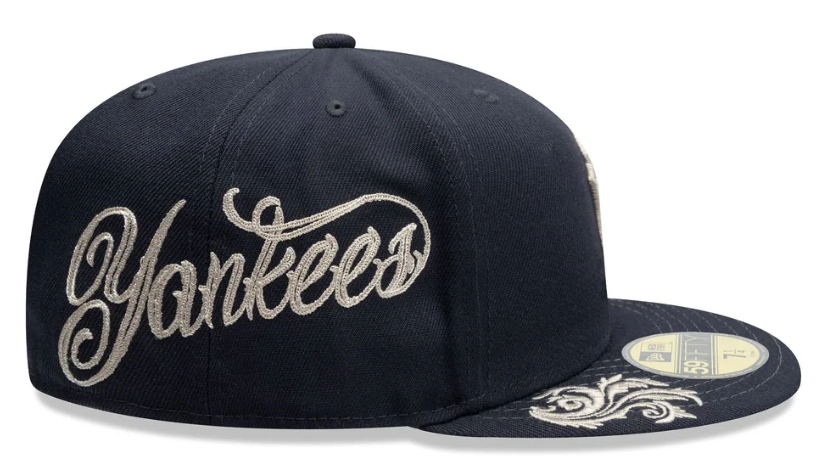 New York Yankees Fitted New Era 59FIFTY Script Navy Cap Hat - THE 4TH QUARTER