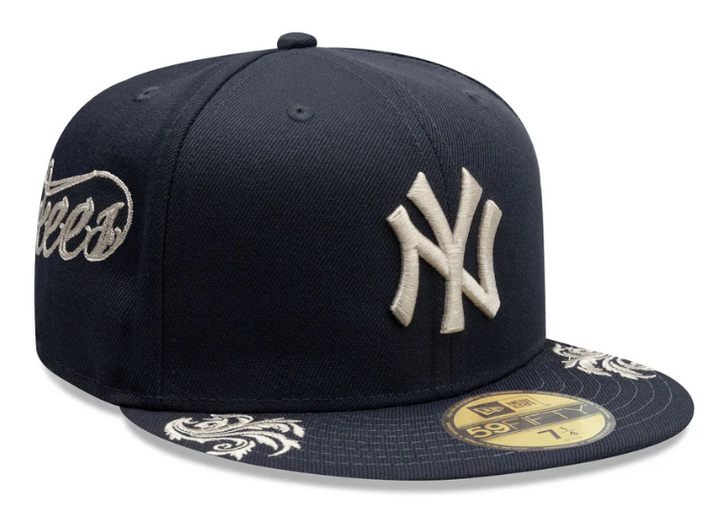 New York Yankees Fitted New Era 59FIFTY Script Navy Cap Hat - THE 4TH QUARTER