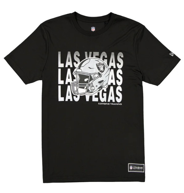 Raiders Mens T-Shirt New Era Helmet Dri-Fit 2025 Training Tee Black - THE 4TH QUARTER