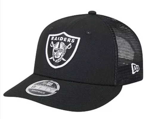Raiders Snapback 9Fifty New Era Trucker Mesh Low Profile Cap Hat Black - THE 4TH QUARTER