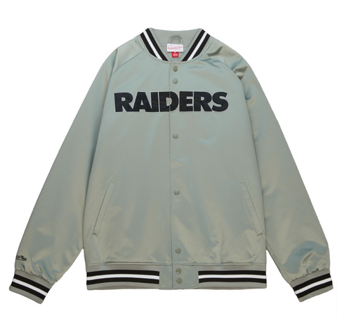 Raiders Men's Mitchell & Ness Double Clutch Jacket Silver