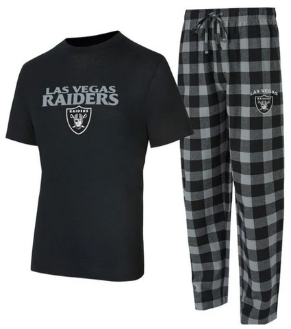 Raiders Mens Concepts Sport 2-piece T-Shirt & Flannel Pant 2pc Pajama Set