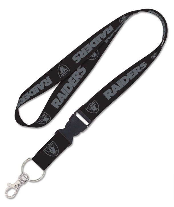 Raiders Badge Tickets Holder Keychain Lanyard Black w/Breakaway 1" Blackout - THE 4TH QUARTER