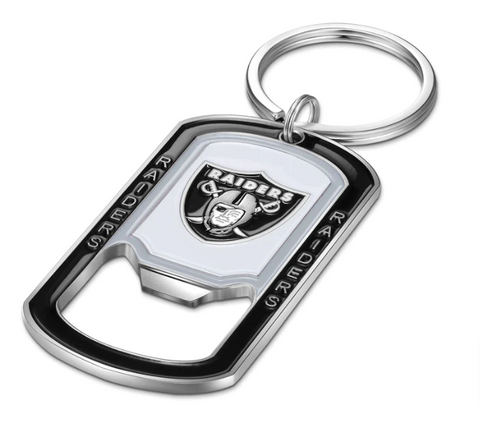 Raiders Key Chain Dog Tag Bottle Opener Key Ring