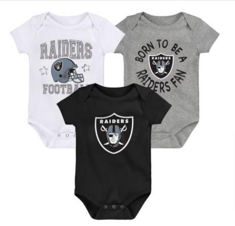Las Vegas Raiders Infant (12-24 Months) Born to Be Creeper 3pc Set