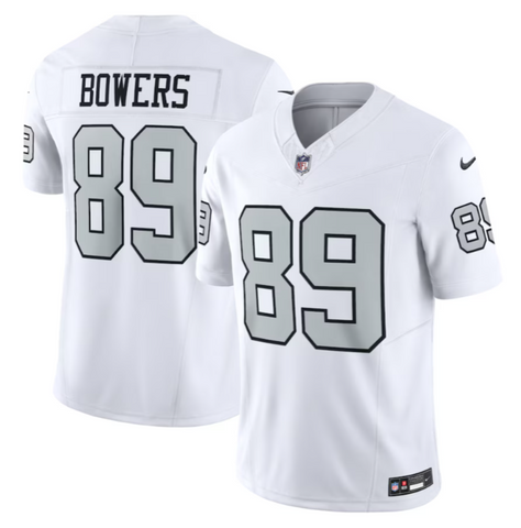 Raiders Mens Jersey #89 Brock Bowers Alternate Vapor F.U.S.E. Limited Jersey - White
