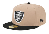 Raiders Fitted New Era 59Fifty 2 Tone Camel Cap Hat Grey UV