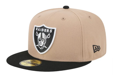 Raiders Fitted New Era 59Fifty 2 Tone Camel Cap Hat Grey UV
