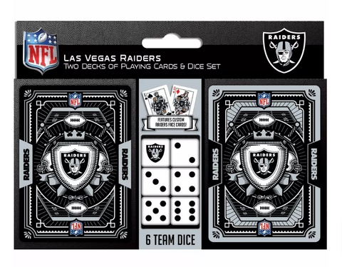 Las Vegas Raiders 2-Pack Playing cards & Dice Set for Adults