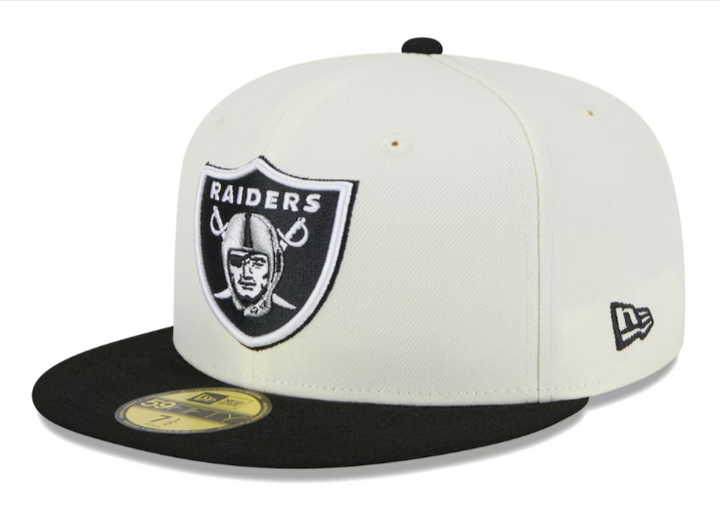 Oakland Raiders Fitted 59Fifty New Era Chrome Black Cap Hat Grey UV - THE 4TH QUARTER
