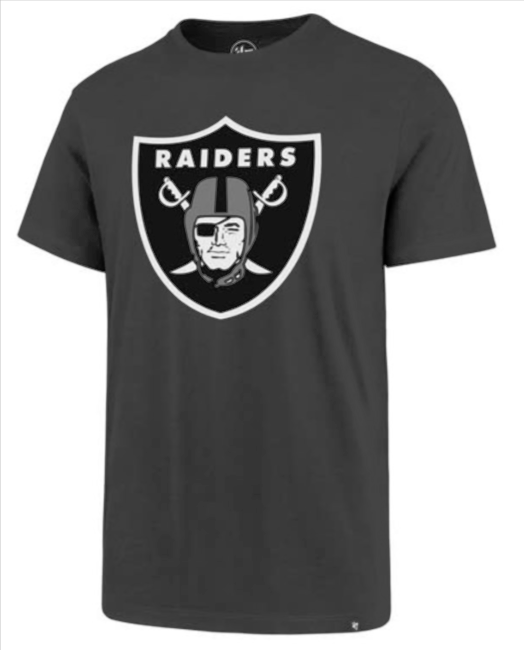 Raiders Mens T-Shirt 47 Brand Logo Charcoal Grey Tee - THE 4TH QUARTER