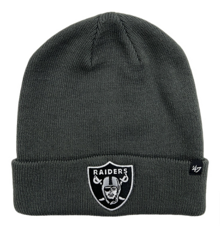 Raiders Beanie '47 Brand Embroidered Folded Cap Charcoal